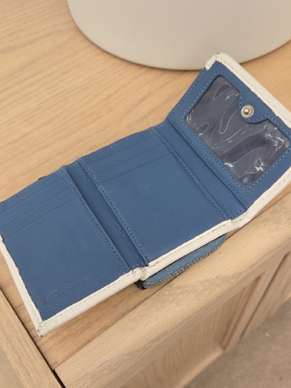 Rare VintageBrighton Barbados Double Flap Trifold Blue & White Leather Wallet - Picture 4 of 14